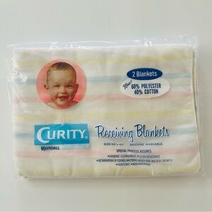Vintage USA Curity Pastel Stripe Receiving Blankets Pastel Stripes Baby